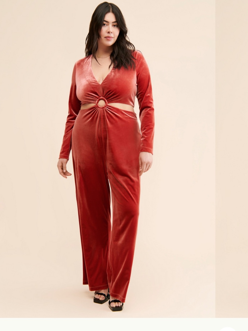 NWT Free people size 2X Peekaboo velvet jumpsuit in mulberry